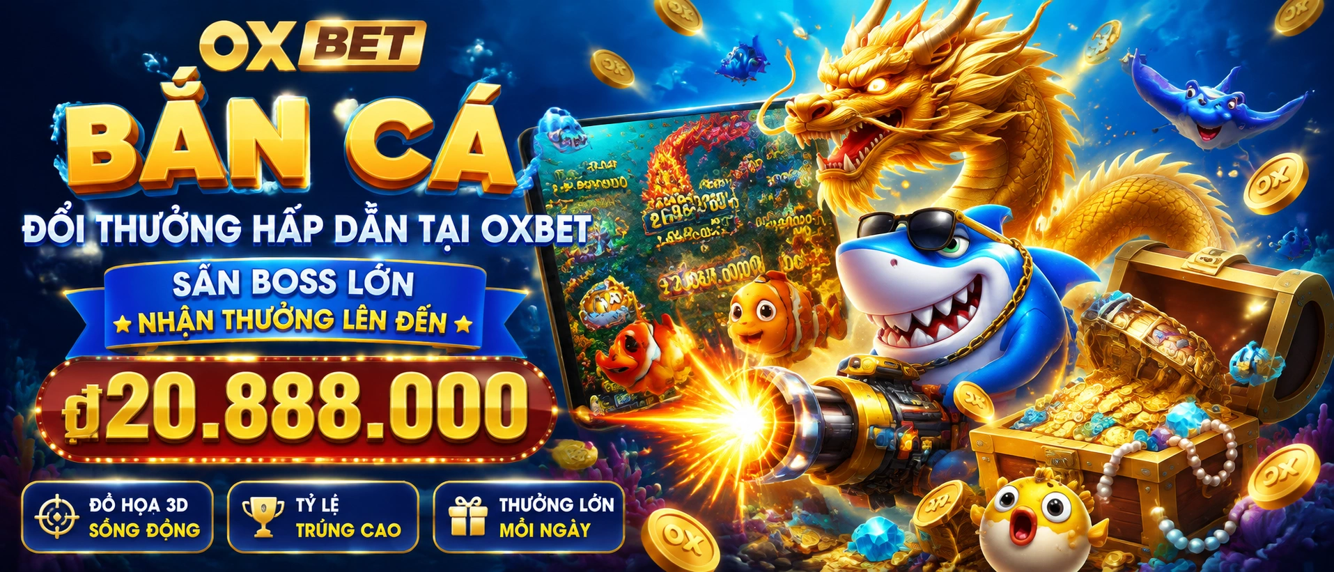 Liên hệ OXBET Casino, Live Casino, Nổ Hũ 5 oxbet fish banner 2