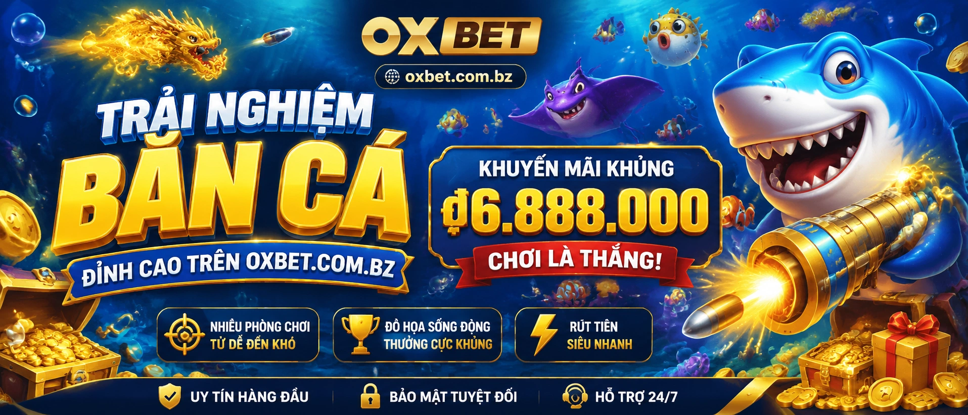 Liên hệ OXBET Casino, Live Casino, Nổ Hũ 4 oxbet fish banner 3